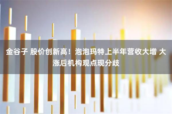 金谷子 股价创新高！泡泡玛特上半年营收大增 大涨后机构观点现分歧