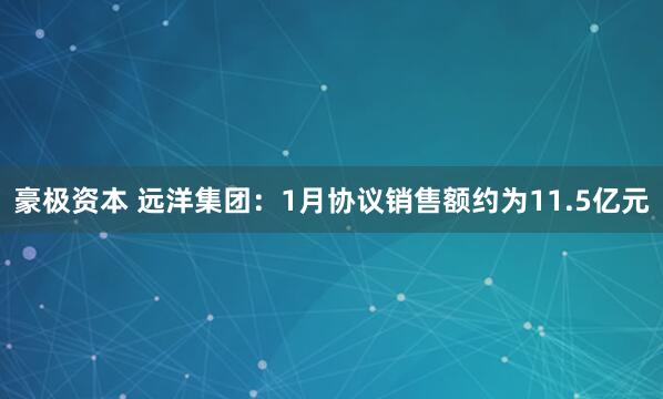 豪极资本 远洋集团：1月协议销售额约为11.5亿元